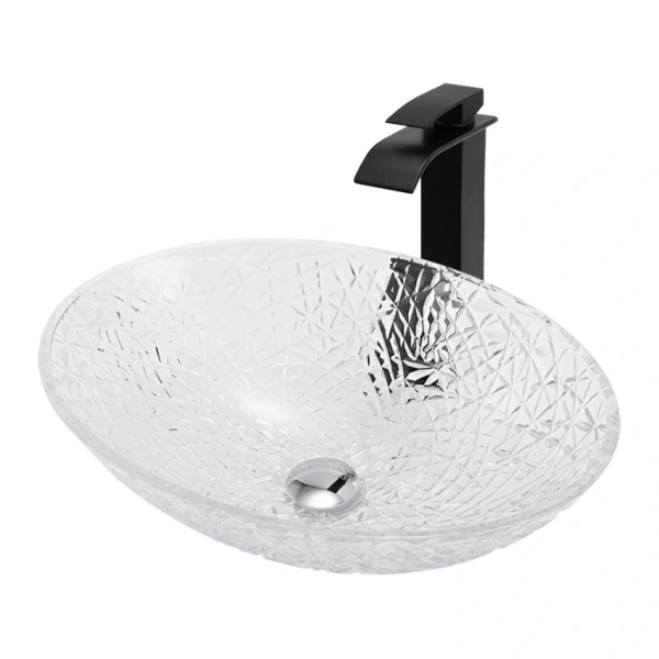 Накладная раковина стеклянная Abber Glas AK2303 50x35 прозрачная фото