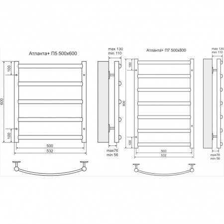 Водяной полотенцесушитель Terminus Атланта+ П5 4630080267633 500х600 фото