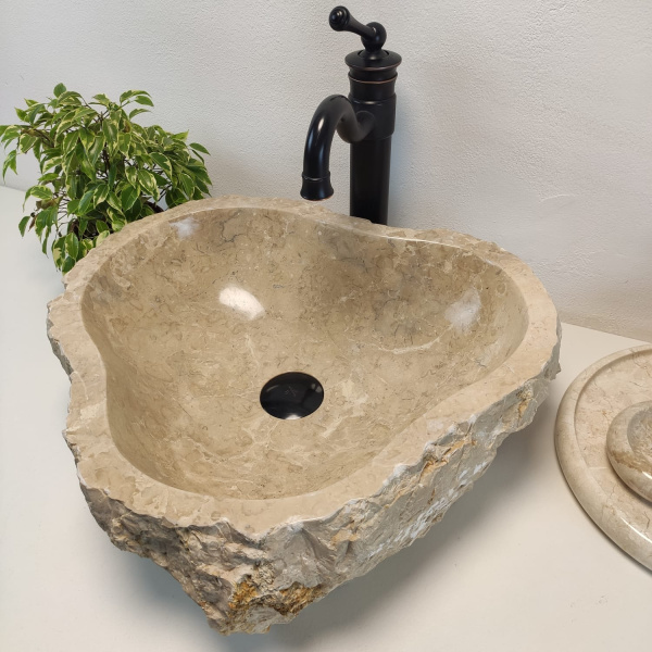 Накладная раковина из мрамора Erozy Cream EM-01103 (48*43*15) фото