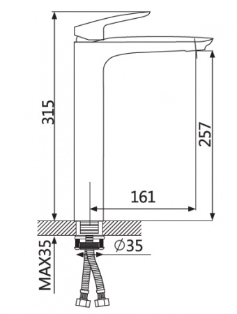 Высокий смеситель для раковины Oute T105 T10501-1 фото