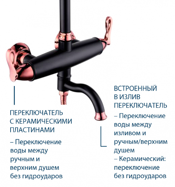Душевая система (стойка) Lemark Prime LM6162BRG фото
