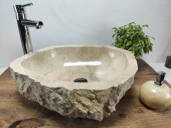 Накладная раковина из мрамора Erozy Cream EM-01083 (54*46*15) фото