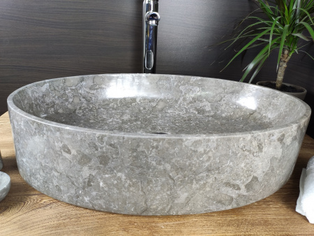 Раковина из мрамора Indo Oval Grey Big OM-00095 фото