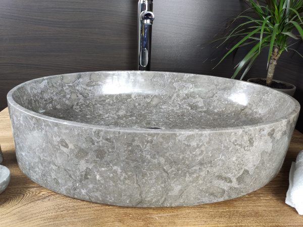 Раковина из мрамора Indo Oval Grey Big OM-00095 фото