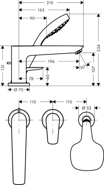 Смеситель на борт ванны Hansgrohe Talis E 71731000 фото