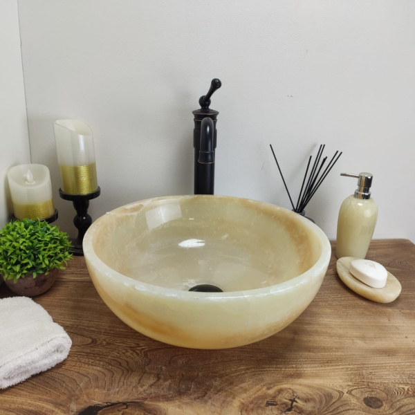 Накладная раковина из оникса Bowl Yellow Small BO-00846 (40*40*15cм) фото