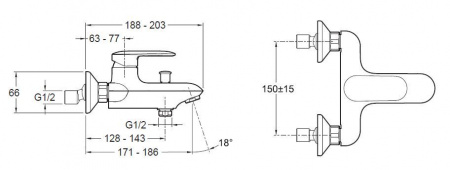 Смеситель для ванны с душем Jacob Delafon Kumin E99460-CP фото