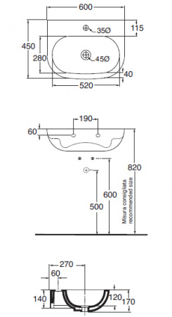 Подвесная раковина Azzurra Nuvola NUV200/60 bi*1 фото