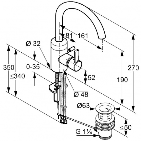 Высокий смеситель для раковины Kludi Zenta 382550575 фото