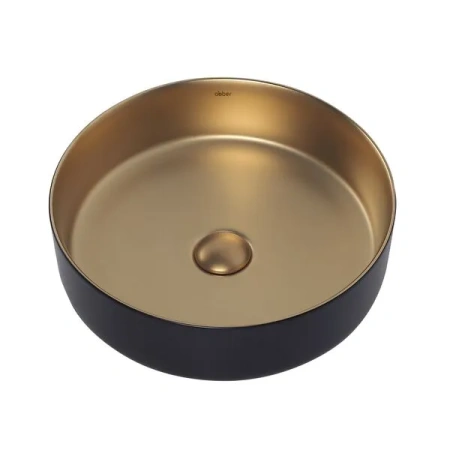 Накладная раковина Abber Bequem AC2109BG 40x40 золото матовое/черный фото