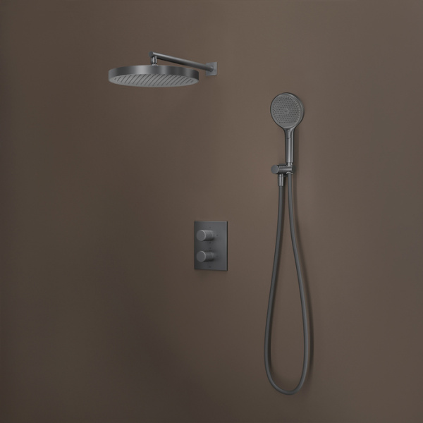 Душевая система скрытого монтажа с термостатом Iddis Duna DUNGM0Ti67 графит матовый фото