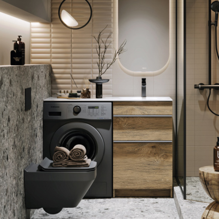 Тумба под стиральную машину Aqwella Terra 115 TER01052NDB дуб балтийский фото