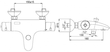 Термостатический смеситель для ванны с душем Jacob Delafon Stomb+ E71071-CP фото
