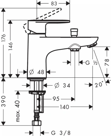 Смеситель на борт ванны Hansgrohe Vernis Blend Monotrou 71444000 хром фото