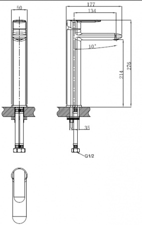 Высокий смеситель для раковины Kaiser Estilo 62111 фото