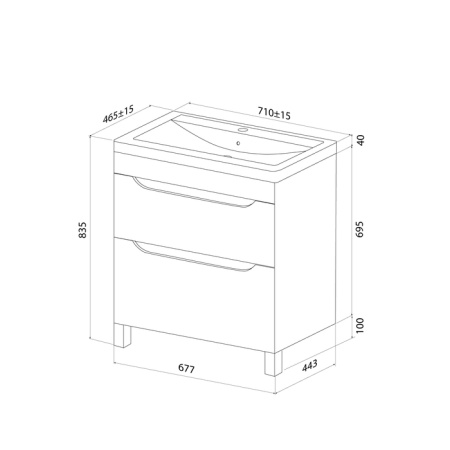 Напольная тумба с раковиной Iddis Ray RAY70WFi95K 80 см фото