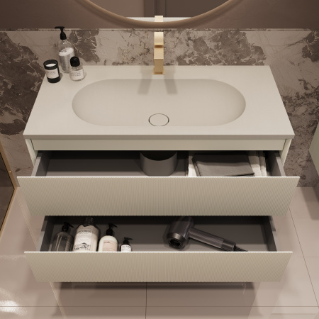Тумба под раковину Vincea Welle 100 VMC-2WL100MBG M.Beige Soft-touch фото
