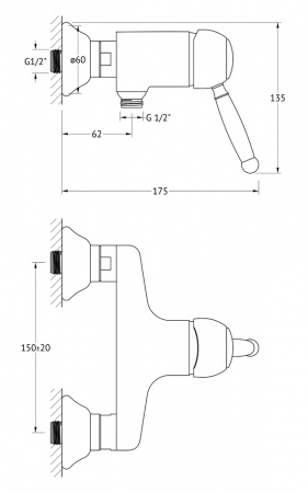 Смеситель для душа Ponsi Stilmar PON 256/M...CR хром фото