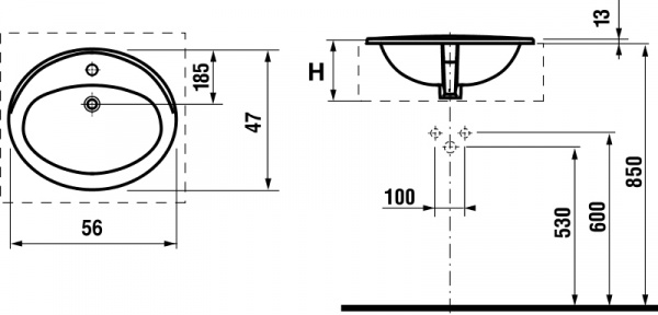 Раковина встраиваемая Roca Adora 7327203000 56 см фото