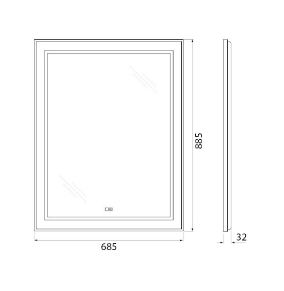 Зеркало с подсветкой, сенсорным выключателем и подогревом BelBagno SPC-KRAFT-685-885-TCH-WARM-NERO 68x88 черное фото