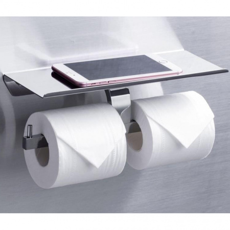 Держатель туалетной бумаги двойной с полкой для телефона Rush Edge ED77142B фото