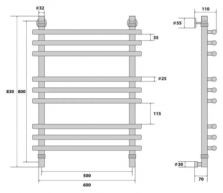 Водяной полотенцесушитель Energy Ideal 80х50 EWTRIDEAL0805000000 фото