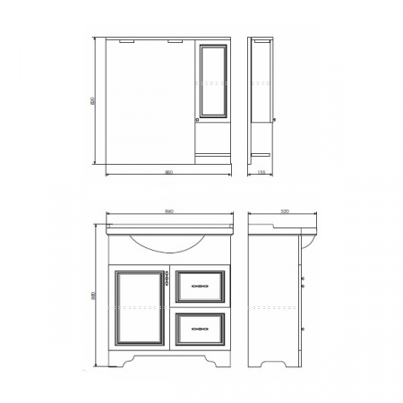 Зеркало-шкаф Comforty Севилья-85 слоновая кость фото