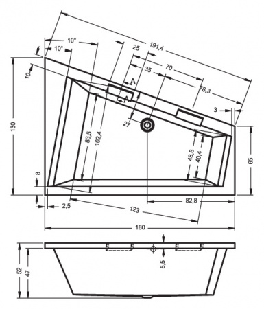 Акриловая ванна Riho Doppio BA9100500000000 180х130 L фото