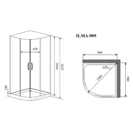 Душевая кабина Timo Premium Ilma 909 90x90 фото
