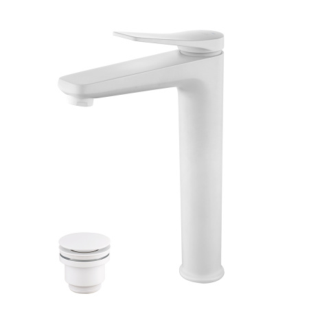 Высокий смеситель для раковины Lemark Bronx LM3709MW с донным клапаном фото