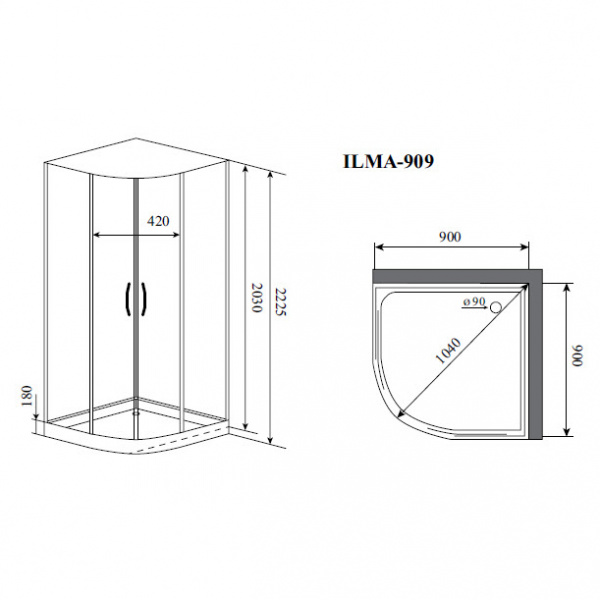 Душевая кабина Timo Premium Ilma 909 90x90 фото