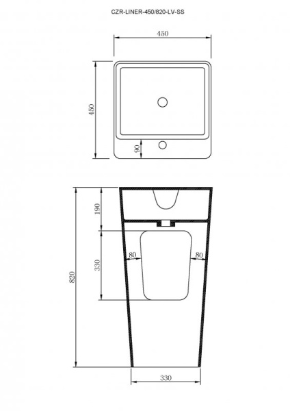 Напольная раковина Cezares Solid Surface CZR-LINER-450/820-LV-SS 45x45 фото