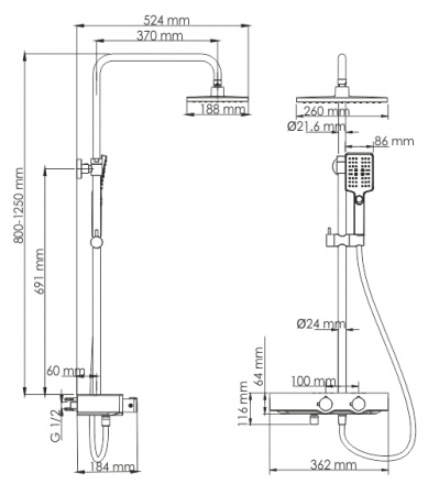 Душевая система (стойка) WasserKraft Thermo A11401 фото