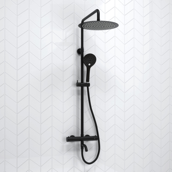 Душевая система (стойка) с термостатом WasserKRAFT Thermo A288.160.078.BM черная матовая фото