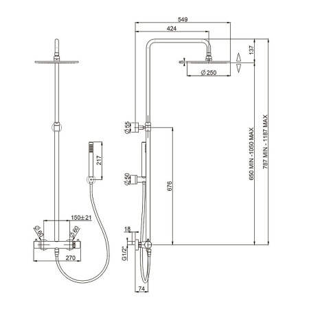 Душевая система Paini Cox 78PZ689TH Черный матовый фото
