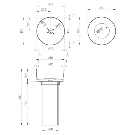 Напольная раковина из полиэфирной смолы Abber Kristall AT2702Vesuvian оливковая фото