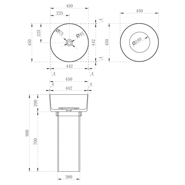 Напольная раковина из полиэфирной смолы Abber Kristall AT2702Vesuvian оливковая фото