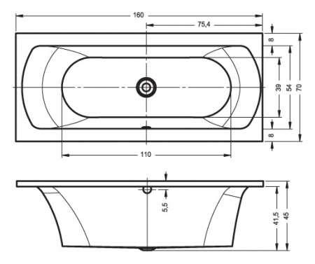 Акриловая ванна Riho Lima BB4200500000000 160x70 фото