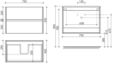Тумба под раковину Sancos Urban UR80ECH дуб чарльстон фото
