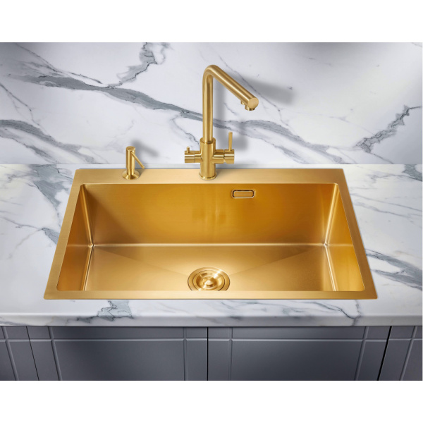 Мойка для кухни из нержавеющей стали Milacio Denia 75 MC.77508 75x51 брашированное золото фото