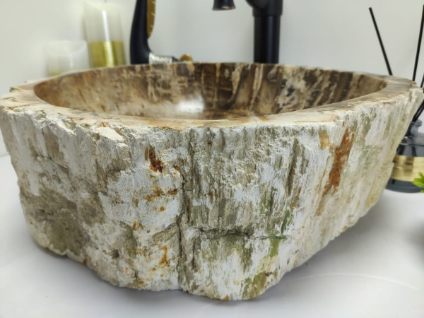 Накладная раковина из окаменелого дерева Fossil Basin OD-00398(48*40*15) фото