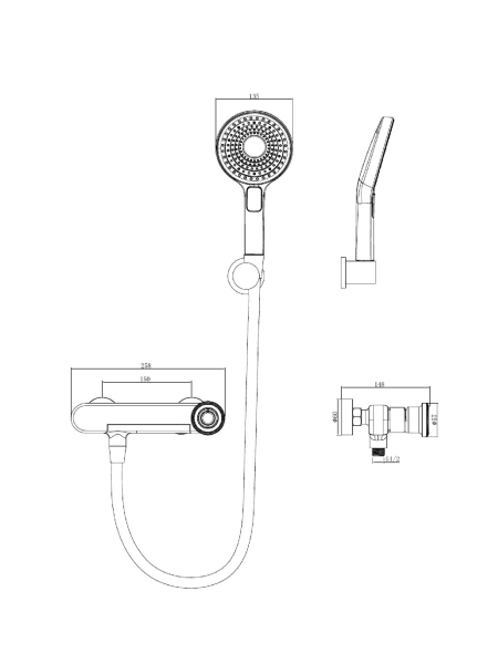 Смеситель для ванны с душем AltroBagno Рикко (Ricco) ALTROBAGNORicco0233MB черный матовый фото