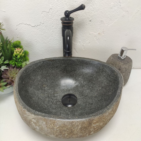 Накладная раковина из речного камня RS01486 (42*33*16) фото