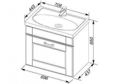 Тумба с раковиной Aquanet Рондо 70 00212617 фото