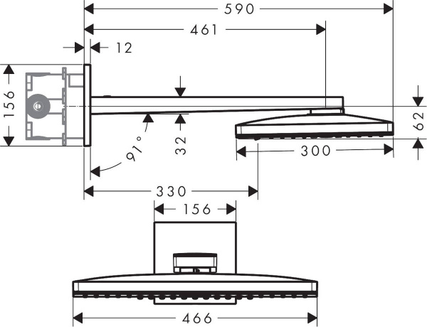 Верхний тропический душ Hansgrohe Rainmaker Select 460 3jet 24007600 фото