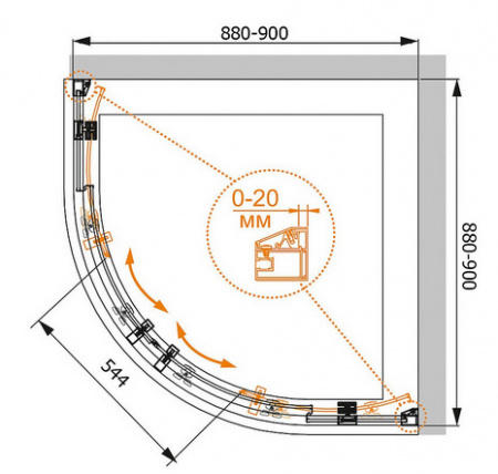 Душевой уголок Cezares Rosa ROSA-R-2-90-RO-Bi 90х90 см фото