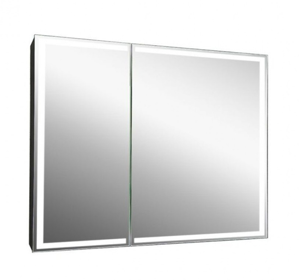 Зеркало-шкаф с подсветкой Art&Max Techno AM-Tec-1000-800-2D-F-Nero 100x80 черный матовый фото