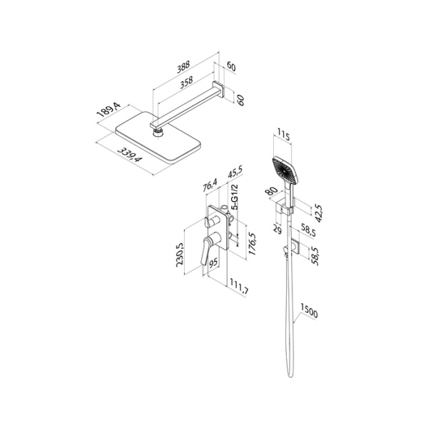 Душевая система скрытого монтажа Iddis Parker PARGM02i67 графит матовый фото