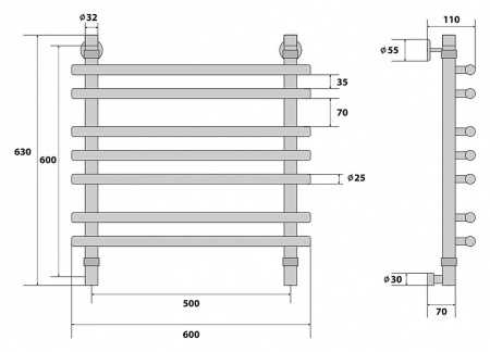 Водяной полотенцесушитель Energy Ideal 60х50 EWTRIDEAL0605000000 фото