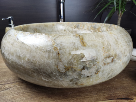 Накладная раковина из оникса Indo Donut Grey Big DO-000176 фото